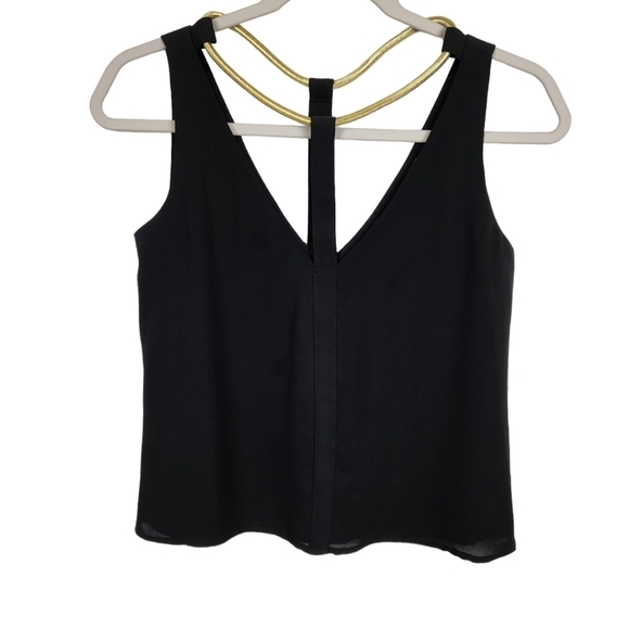 BCBGMaxAzria Nydia Black Gold Collar Flowy Tank Top Women's Size XXS - Picture 2 of 8